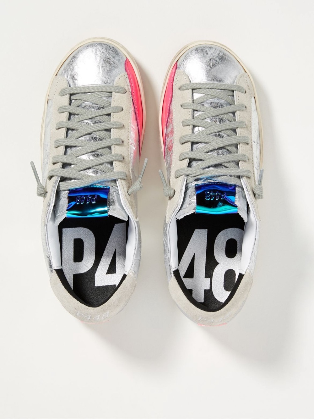 P448 John Silver Pink Glitter Italian Size 40 Sneakers NWT